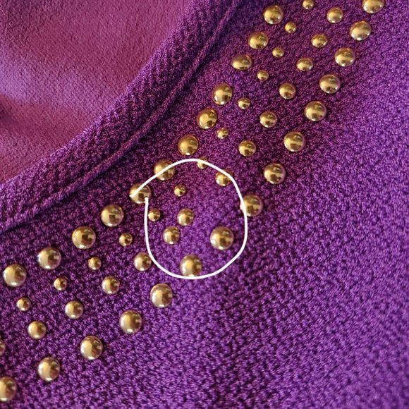 Premise Purple Studded Stretchy Cap Sleeve Top, LP - Picture 11 of 11